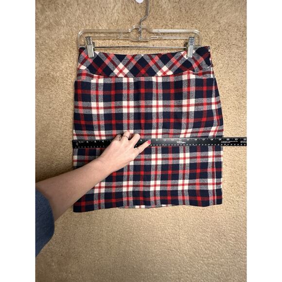 Talbots Wool Blend Mini Skirt Sz 6 P Red White Preppy Academia Blue Plaid Lined - Picture 10 of 11